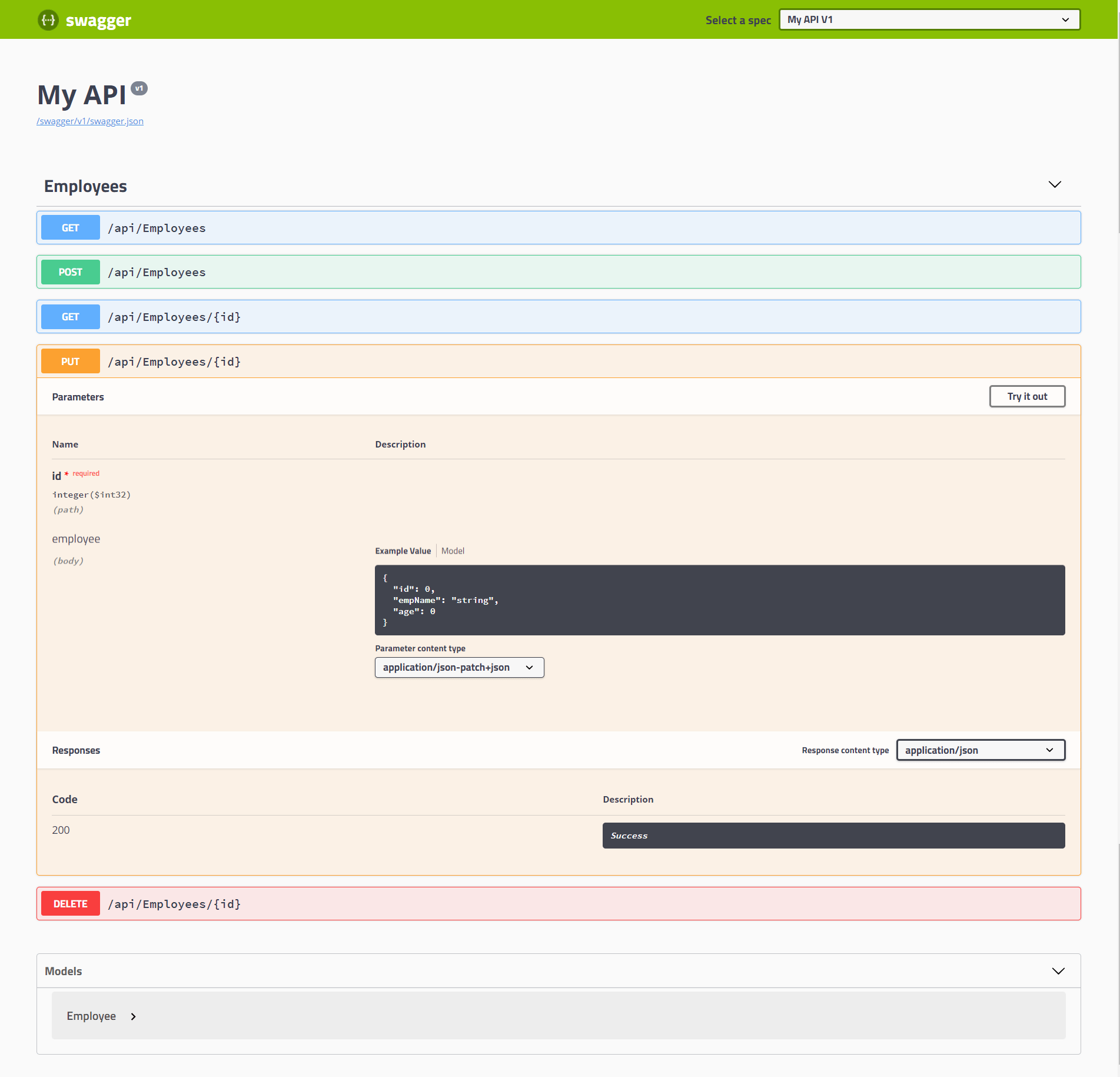 asp net core swagger default page