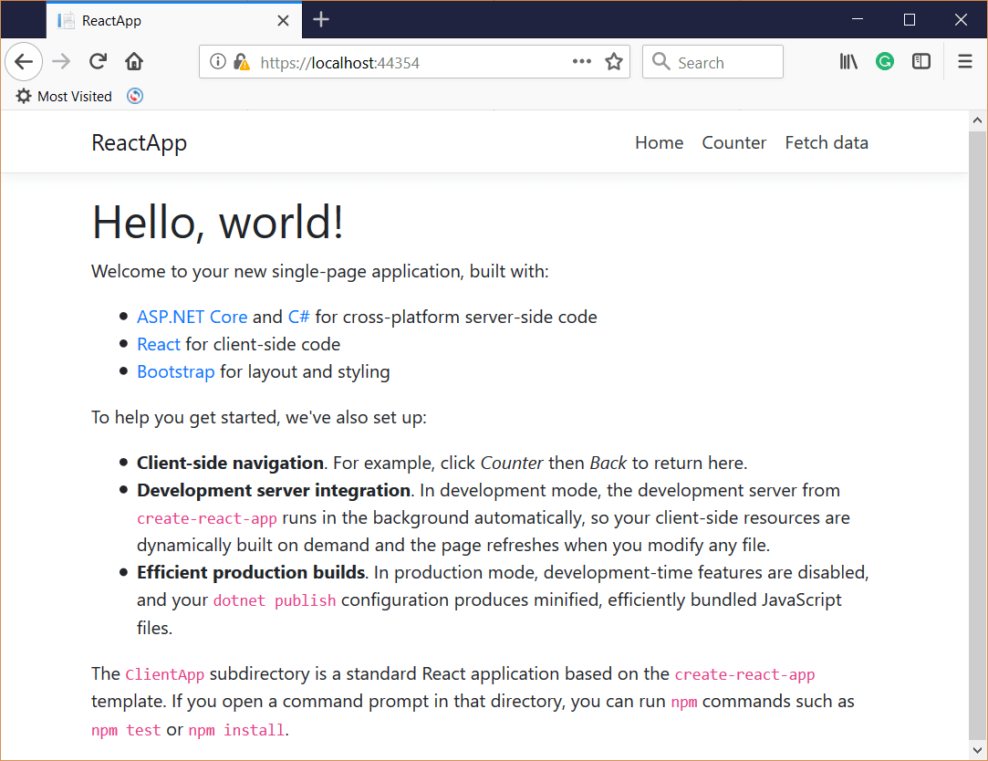Как запустить react проект в visual studio