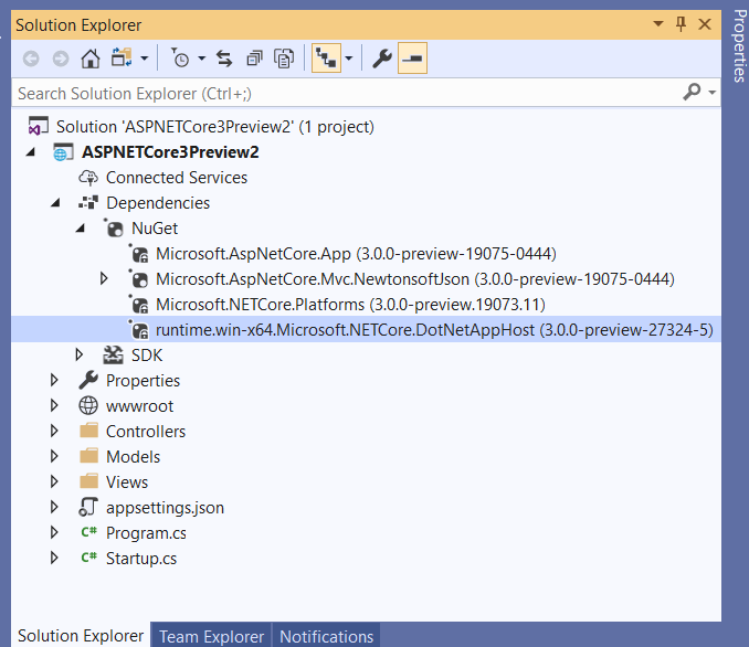 ASP.NET Core 3.0 App Solution structure